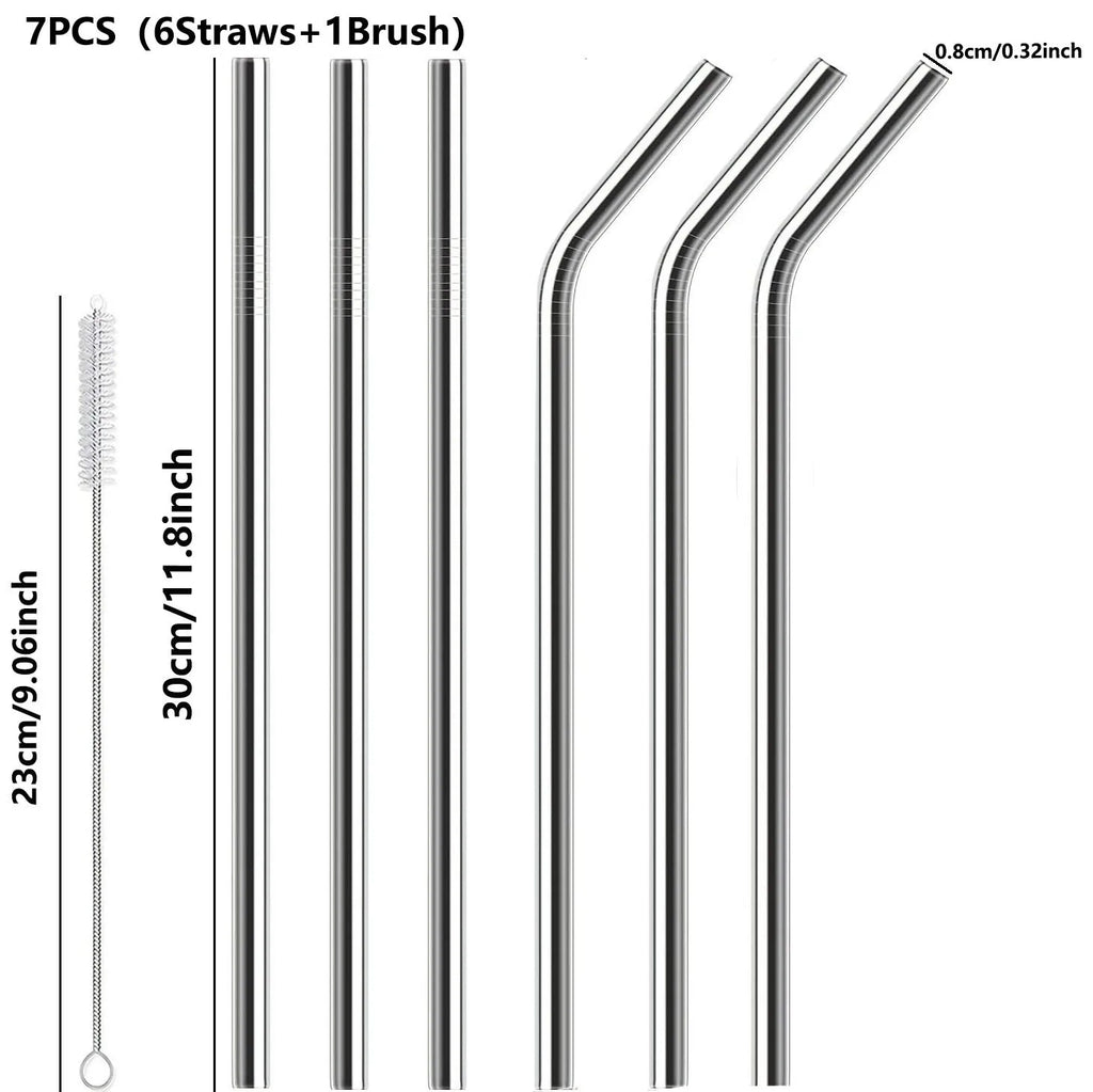 Reusable Stainless Steel Straw Sets with Cleaning Brushes