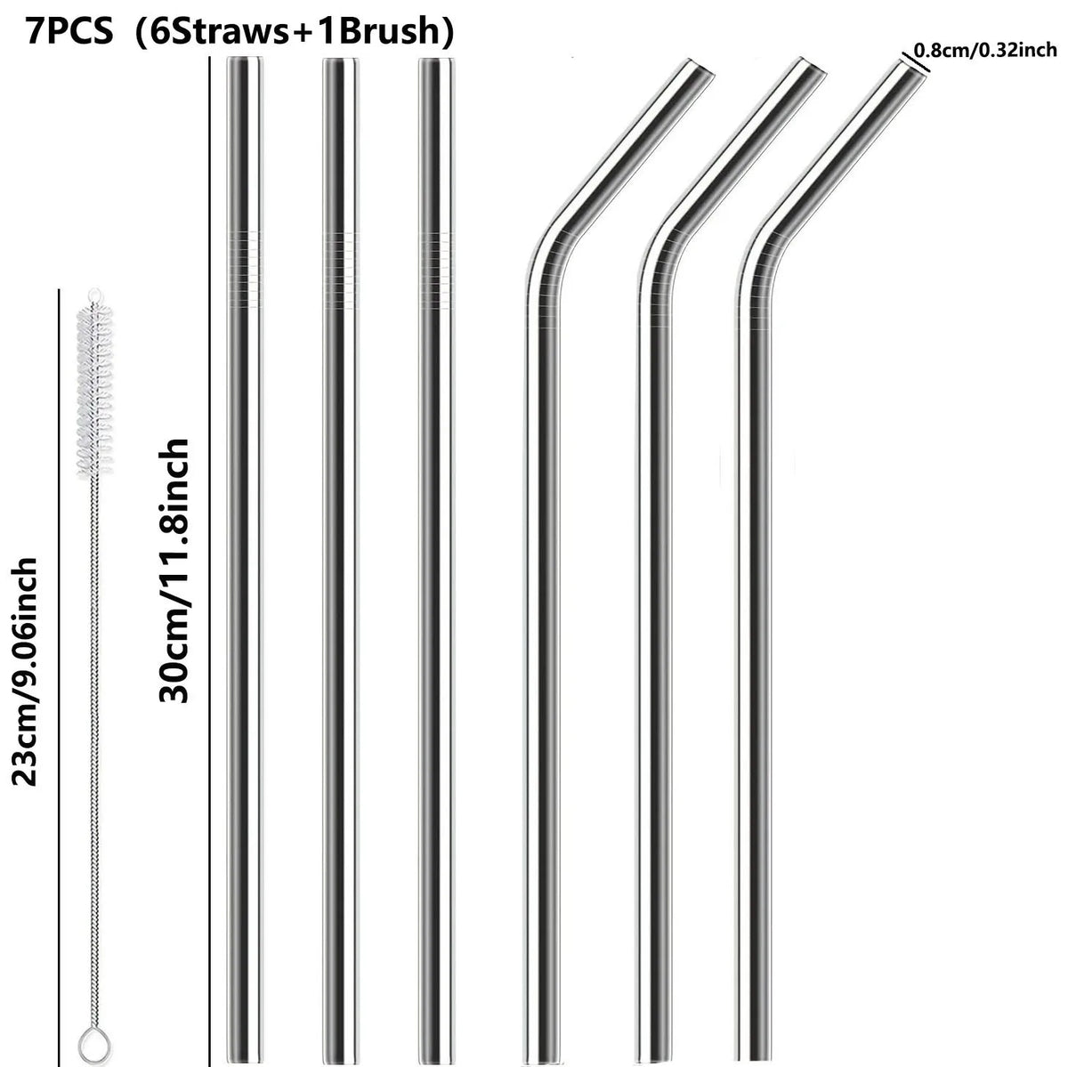 Reusable Stainless Steel Straw Sets with Cleaning Brushes
