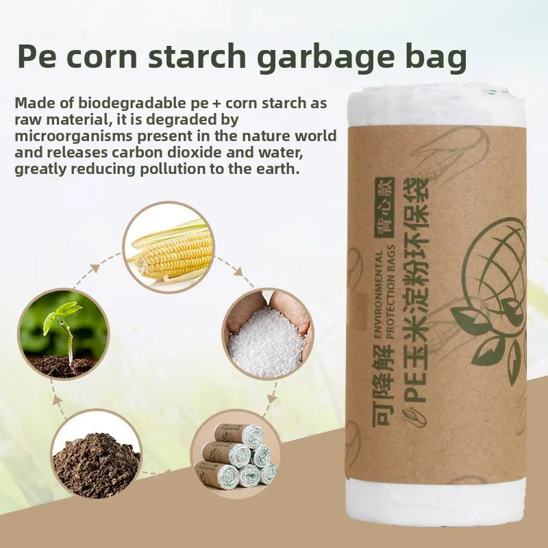 Biodegradable Corn Starch Bin Liners – Vest Handle | 60 Bags (3 Rolls)