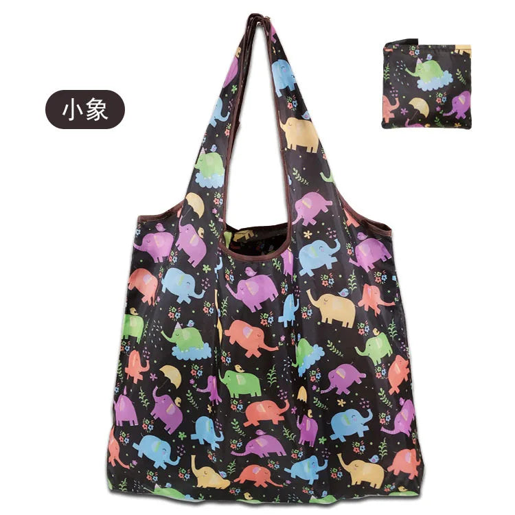 KindFuny Foldable Reusable Shopping Tote Bag – Large Eco-Friendly Grocery Bag | 32 Prints