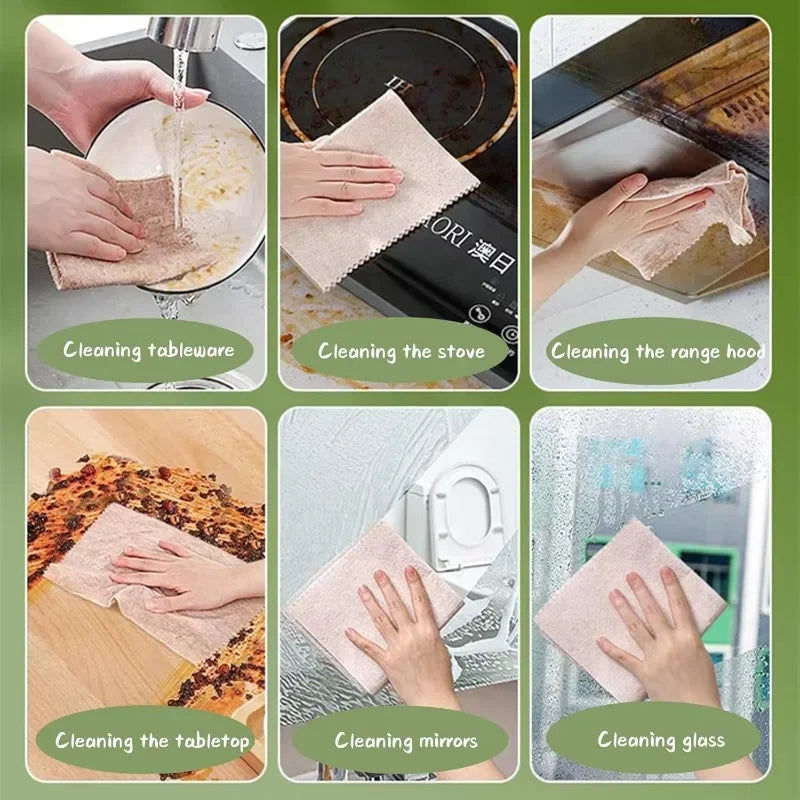 Natural Loofah Cellulose Cleaning Cloths - 5 Pack Reusable Dish Towels