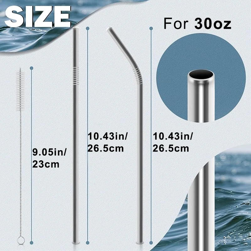 Reusable Stainless Steel Straws with Cleaning Brush – Set of 6