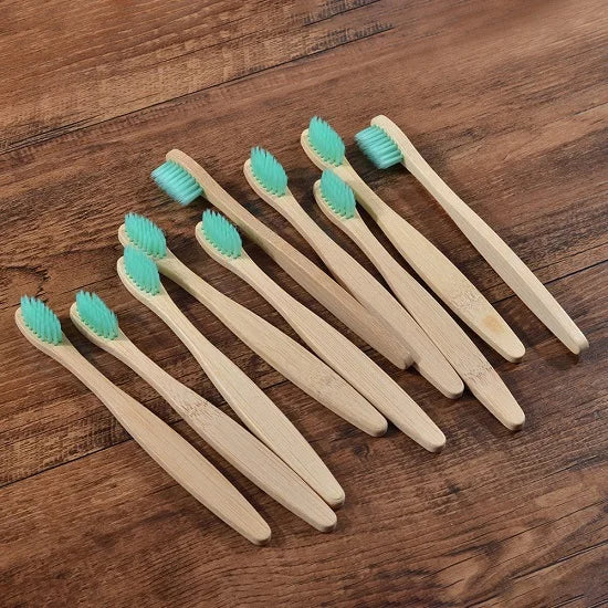 Kids Bamboo Toothbrushes | Soft Nylon Bristles | 10-Pack