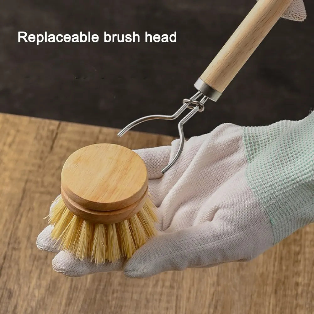 Natural Wood Dish Brush with Bristles – Eco-Friendly Kitchen Scrubber