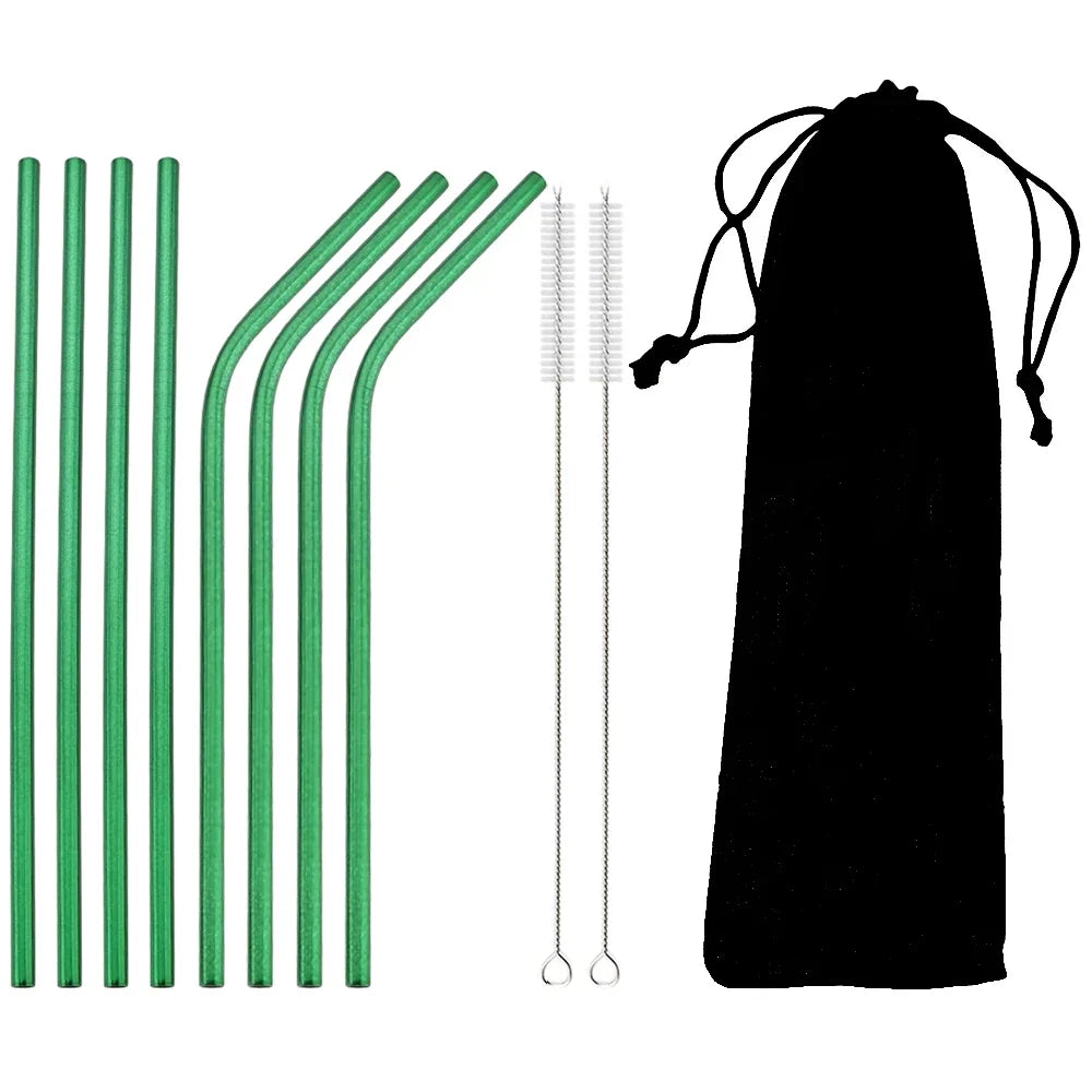 Reusable Stainless Steel Straws Set – 11 Piece with Cleaning Brush | 11 Colours