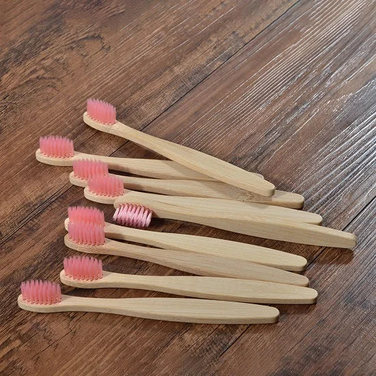 Kids Bamboo Toothbrushes | Soft Nylon Bristles | 10-Pack