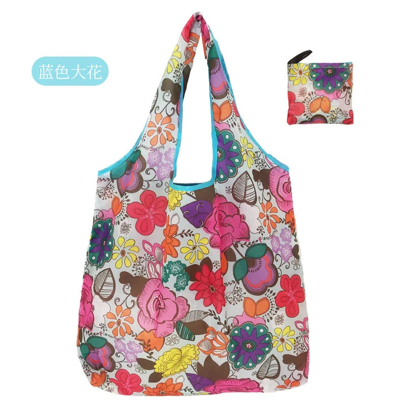KindFuny Foldable Reusable Shopping Tote Bag – Large Eco-Friendly Grocery Bag | 32 Prints