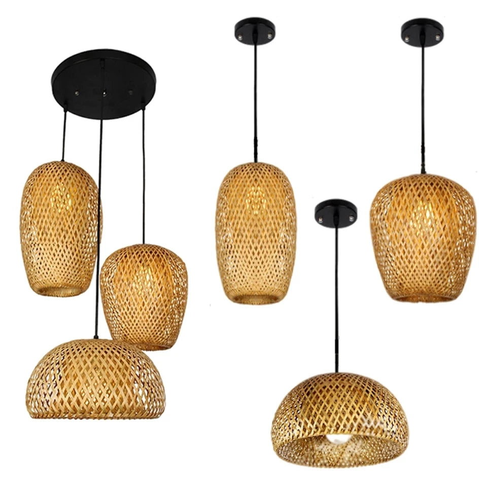 Hand-Woven Bamboo Pendant Light | Natural Wood Lampshade | ZODOLAMP