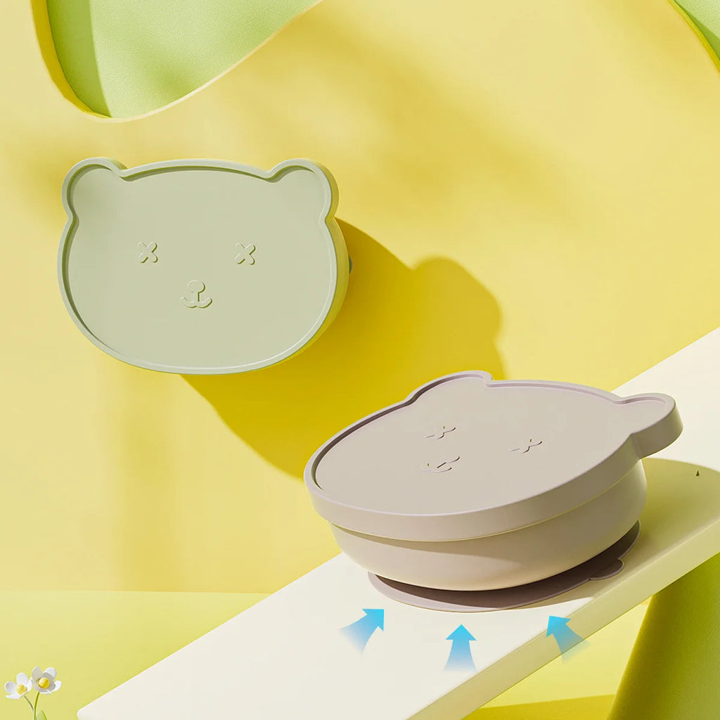 Baby Silicone Suction Plate with Lid | Anti-Slip Toddler Feeding Plate