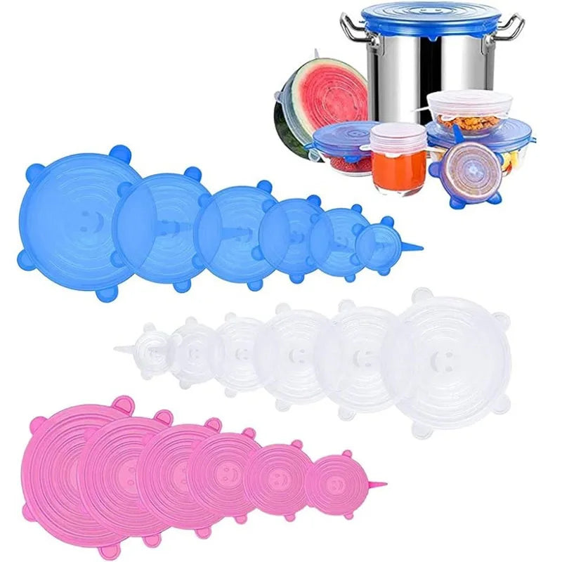 Silicone Stretch Lids - 6-Pack Reusable Food Storage Covers