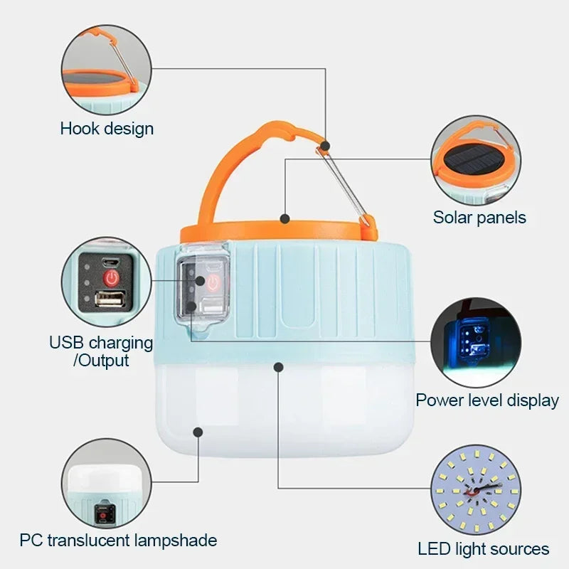 Solar Camping Lantern with Remote Control & SOS Mode | Waterproof