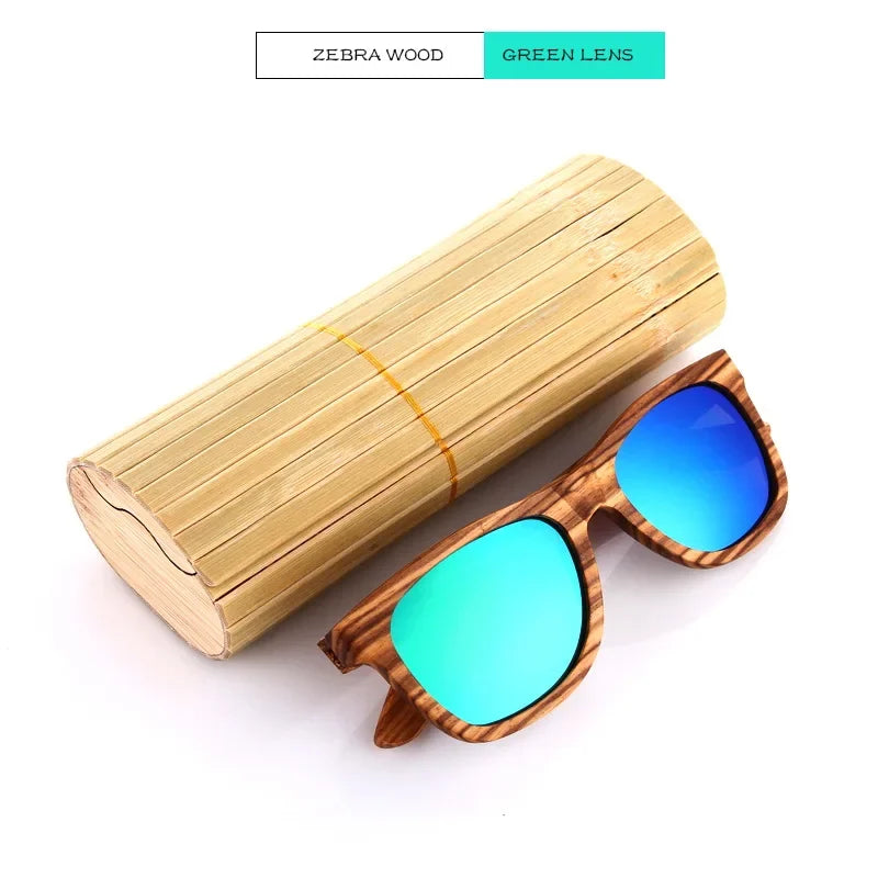 Bamboo Wood Polarized Sunglasses – UV400 Retro Pilot Style