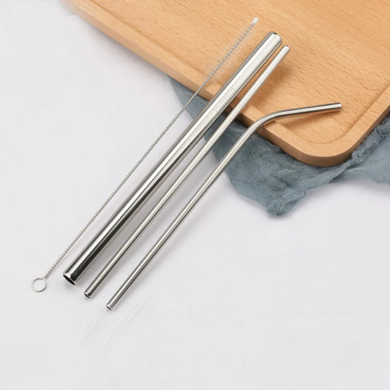 Reusable Stainless Steel Drinking Straws with Cleaning Brush