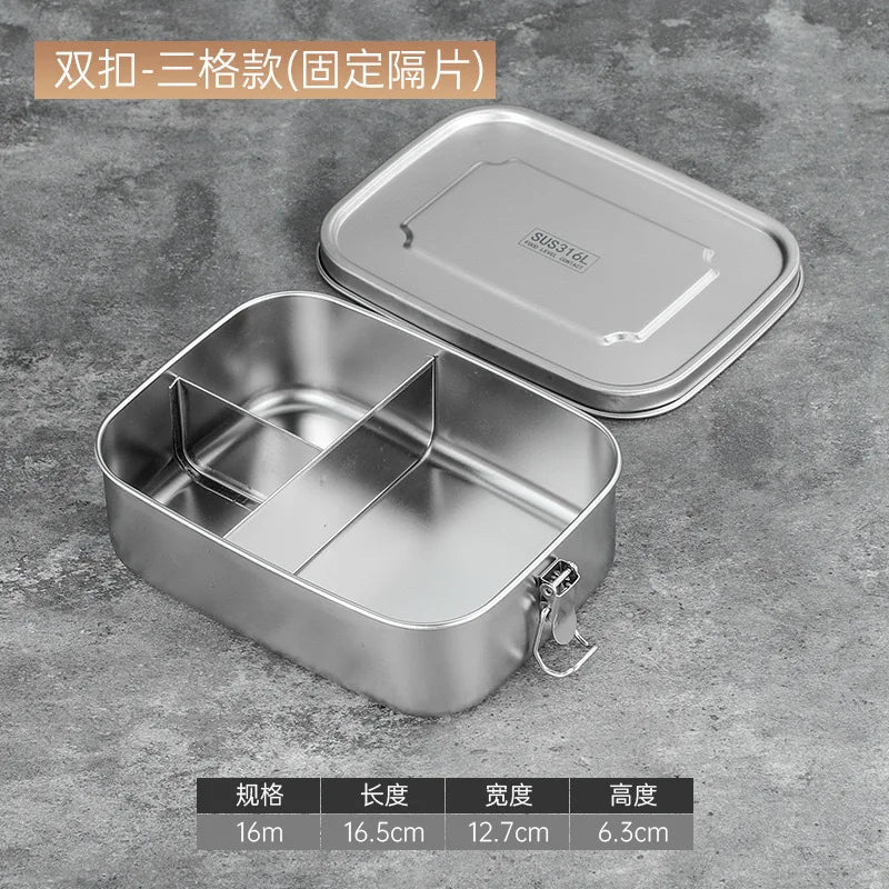 316 Stainless Steel Bento Lunch Box | Airtight & Leak-Proof | 2 or 3 Compartments