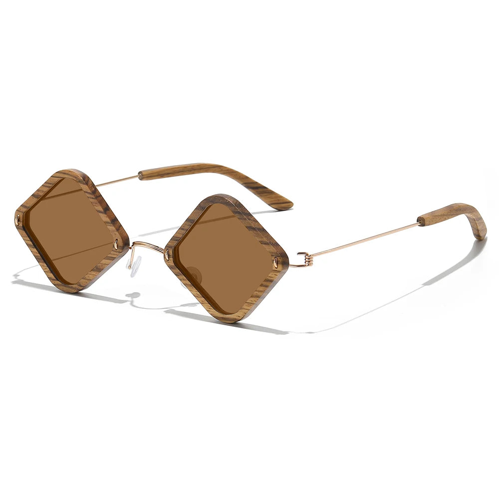 Zebra Wood Sunglasses – Polarized Mirror UV400 Lenses | Women's Rectangle Style