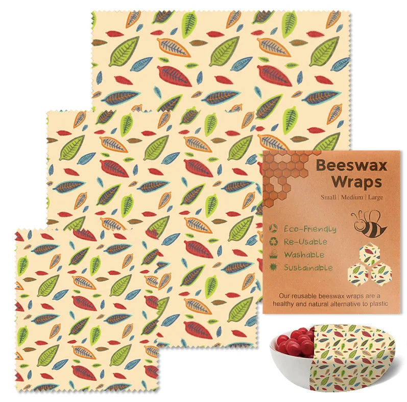 Reusable Beeswax Food Wraps | 9-Piece Set | 3 Sizes | Cotton, Beeswax, Resin & Jojoba Oil