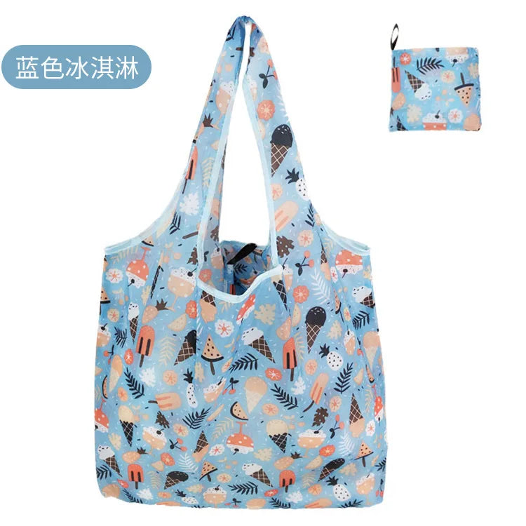 KindFuny Foldable Reusable Shopping Tote Bag – Large Eco-Friendly Grocery Bag | 32 Prints