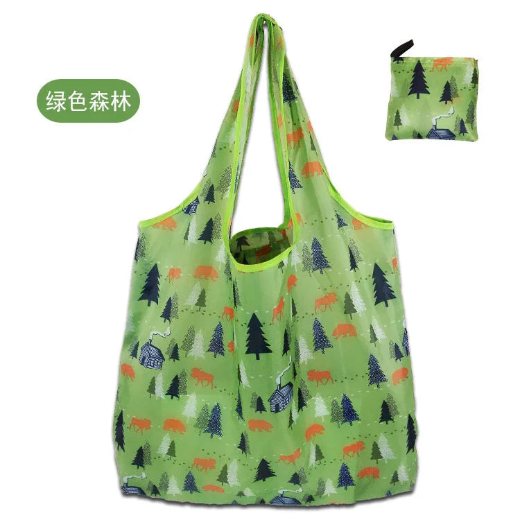 KindFuny Foldable Reusable Shopping Tote Bag – Large Eco-Friendly Grocery Bag | 32 Prints