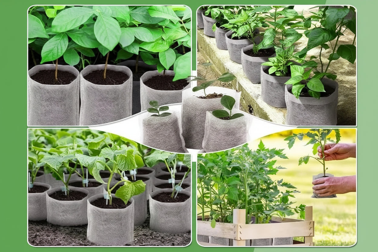 Biodegradable Non-Woven Nursery Seedling Bags | 3 Sizes | 100–500 Pcs | Grow Pots