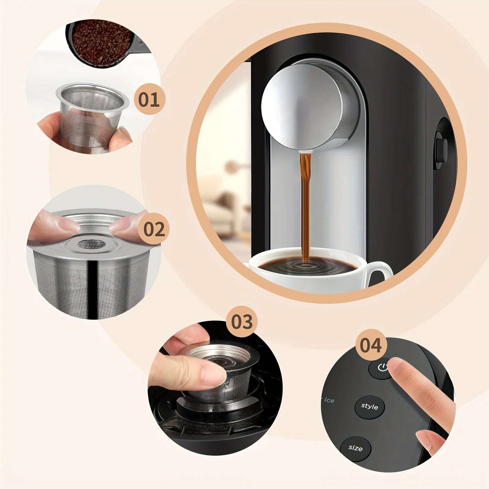 2-Pack Reusable Stainless Steel K-Cup Coffee Pods — Compatible with Ninja CFP101, PH051 & PB041