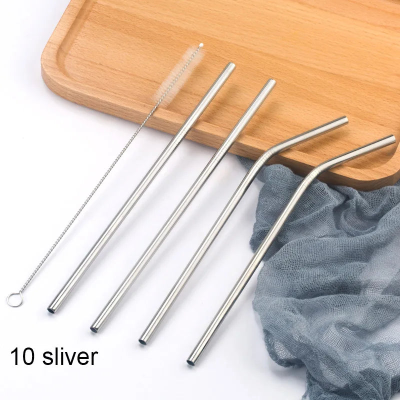 Reusable Stainless Steel Drinking Straws with Cleaning Brush