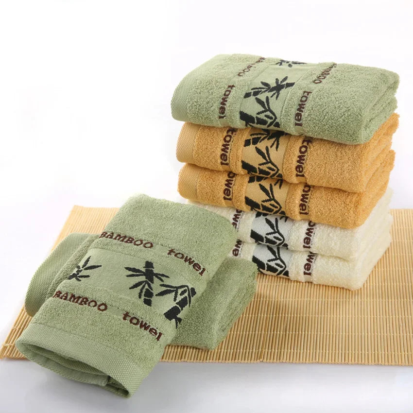 Bamboo Fibre Face & Hand Towel | Quick-Dry | 33×75cm | Green, White & Yellow