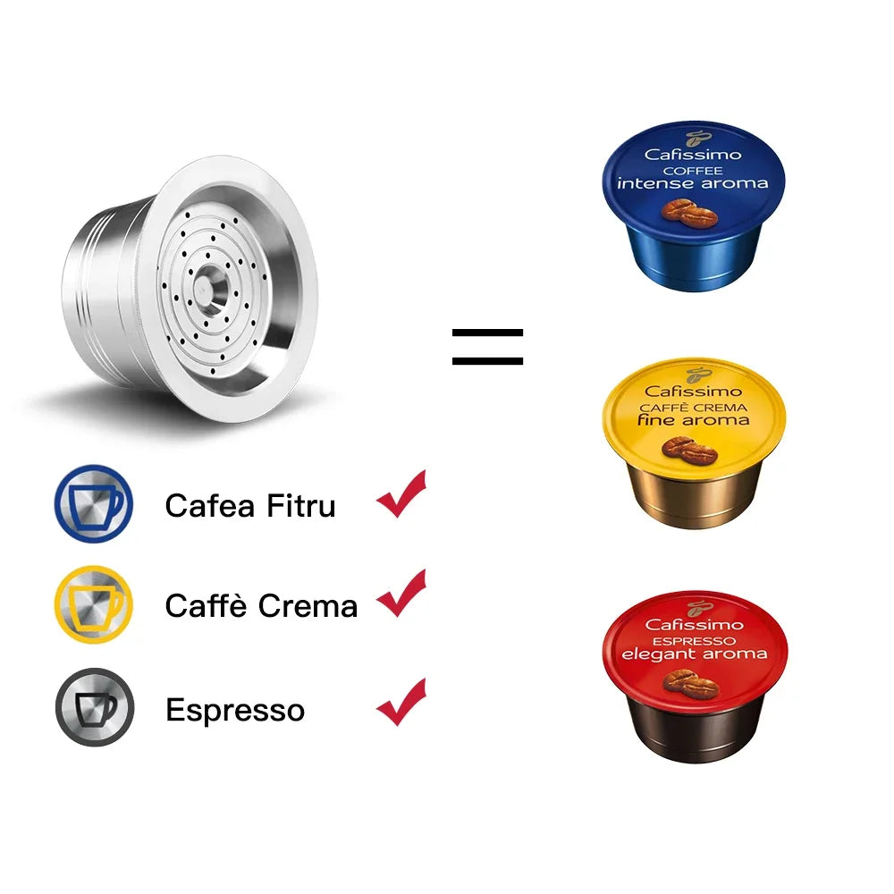 ICAFILAS Stainless Steel Refillable Reusable Coffee Capsules for Cafissimo PURE/K FEE for Caffitaly and Tchibo Machines