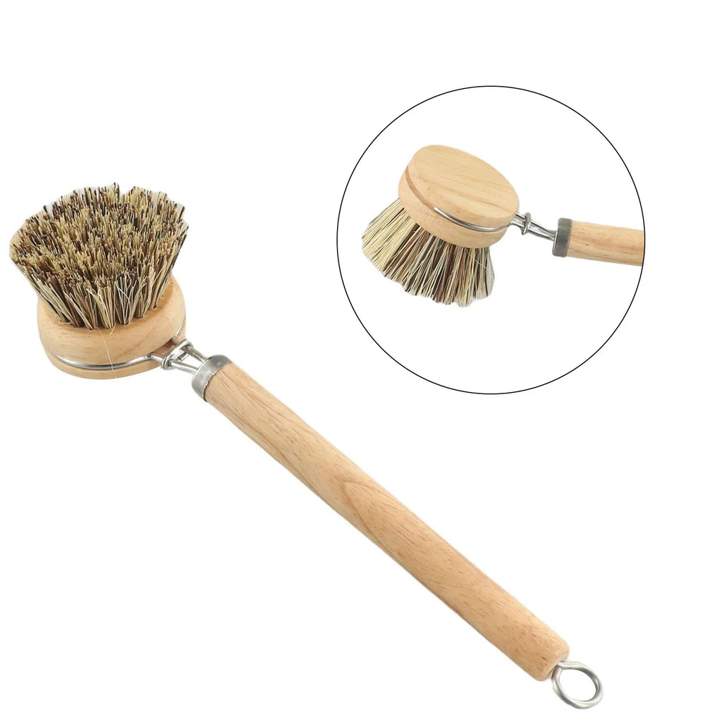 Natural Wood Dish Brush with Bristles – Eco-Friendly Kitchen Scrubber