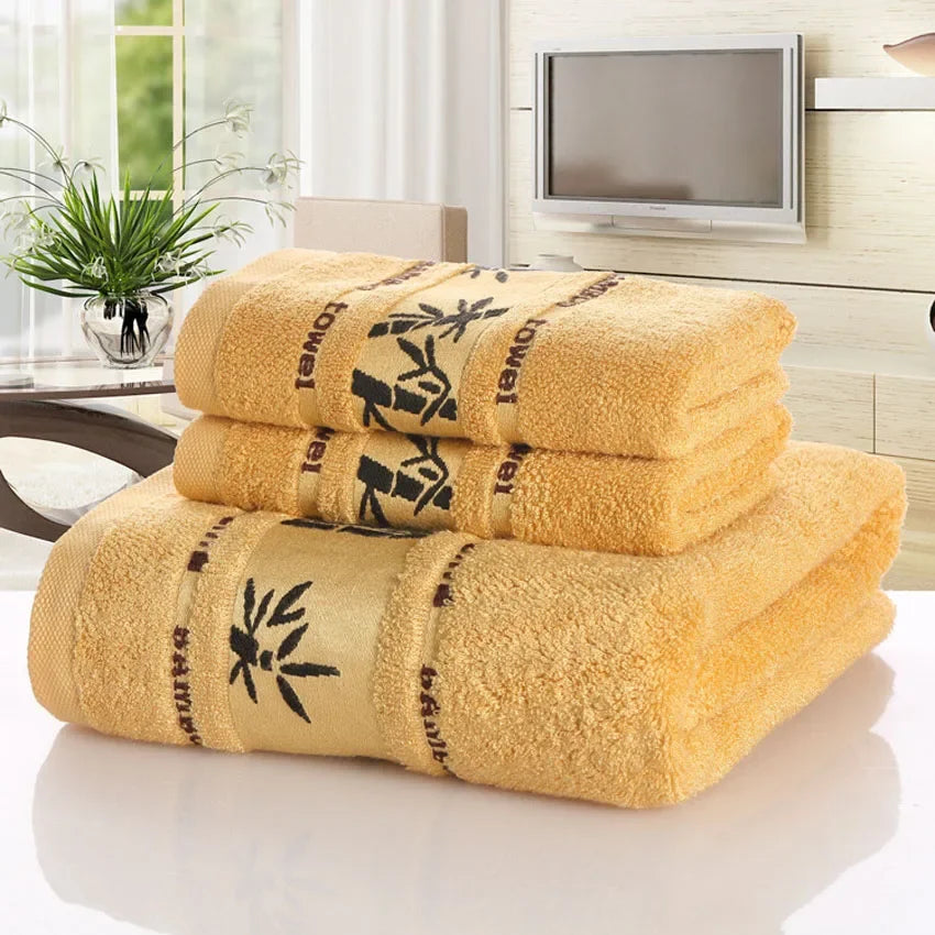 Bamboo Fibre Face & Hand Towel | Quick-Dry | 33×75cm | Green, White & Yellow