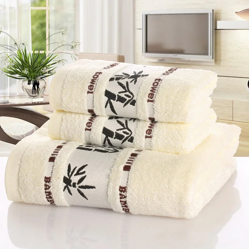 Bamboo Fibre Face & Hand Towel | Quick-Dry | 33×75cm | Green, White & Yellow