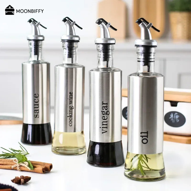Stainless Steel Oil & Vinegar Dispenser Bottle — No-Drip Sauce Pourer