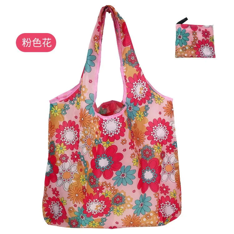 KindFuny Foldable Reusable Shopping Tote Bag – Large Eco-Friendly Grocery Bag | 32 Prints
