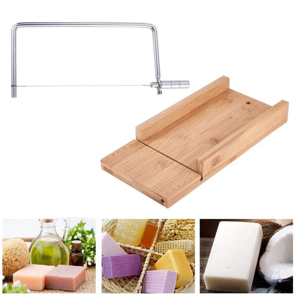 Bamboo Soap Cutter Set | Wire Slicer, Beveler & Size Scale | DIY Soap Making Tool