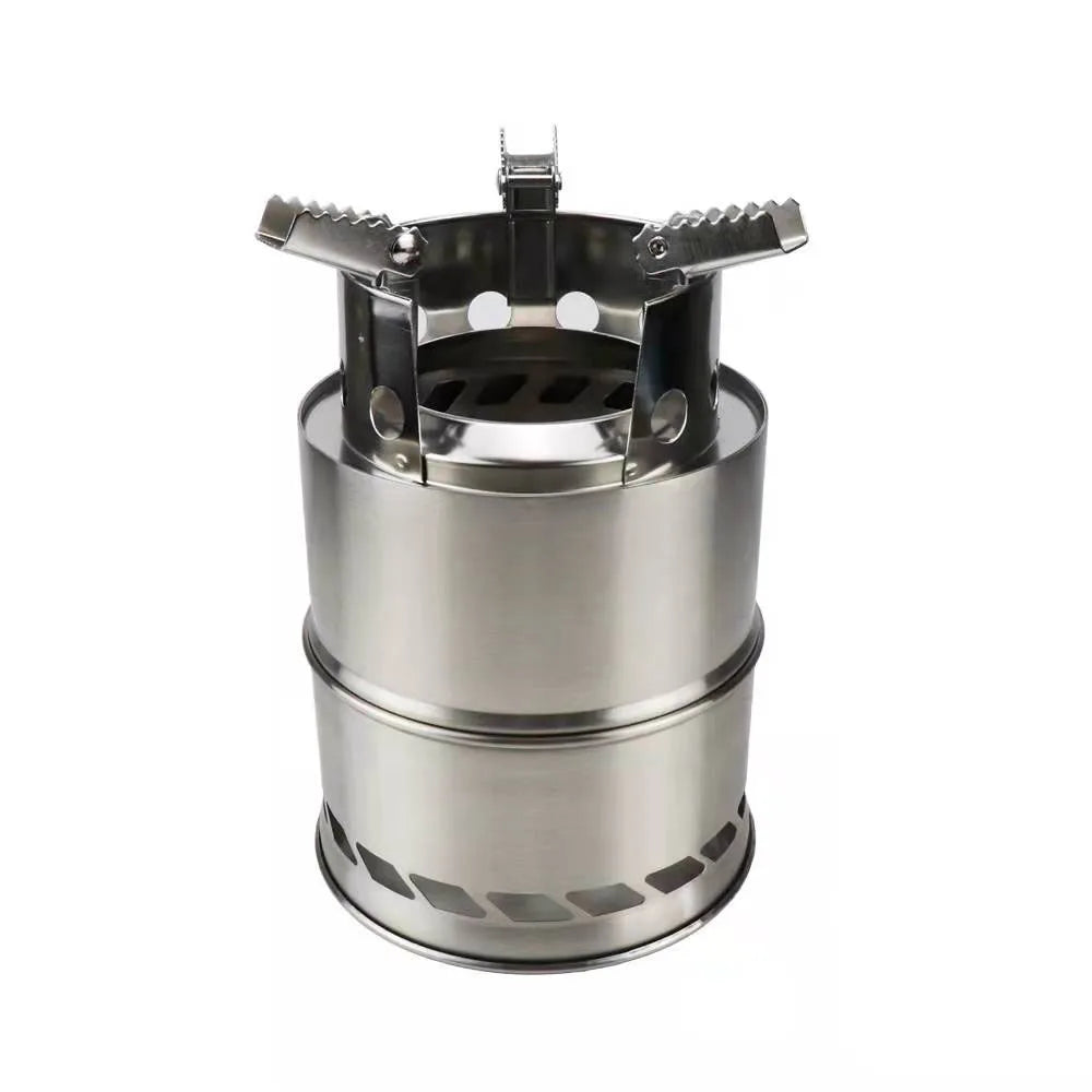 Portable Stainless Steel Wood-Burning Camp Stove — S & L Sizes