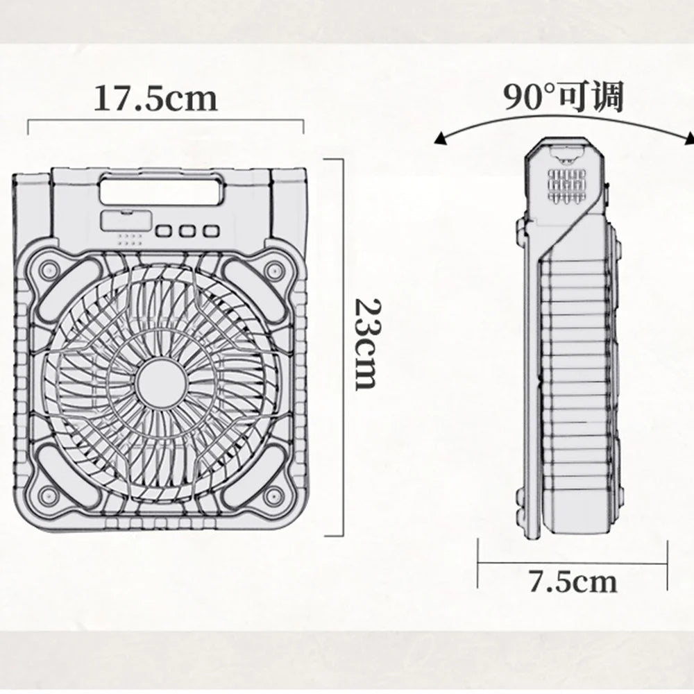 Solar-Powered Portable Fan with LED Lantern & Power Bank | Himist