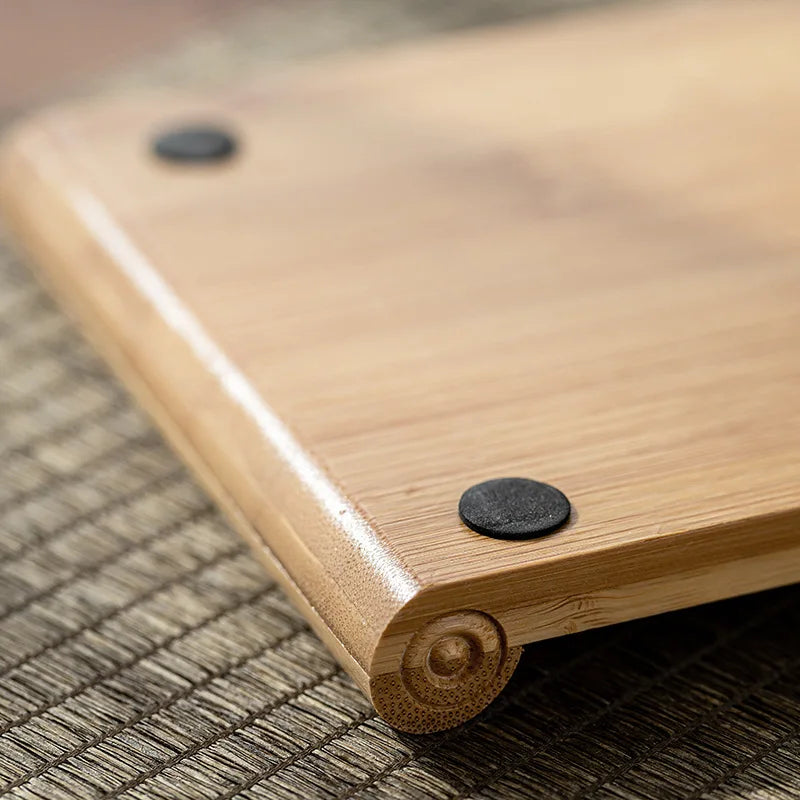 Bamboo Serving Tray - Rectangular Natural Wood Tray for Tea, Snacks & Entertaining