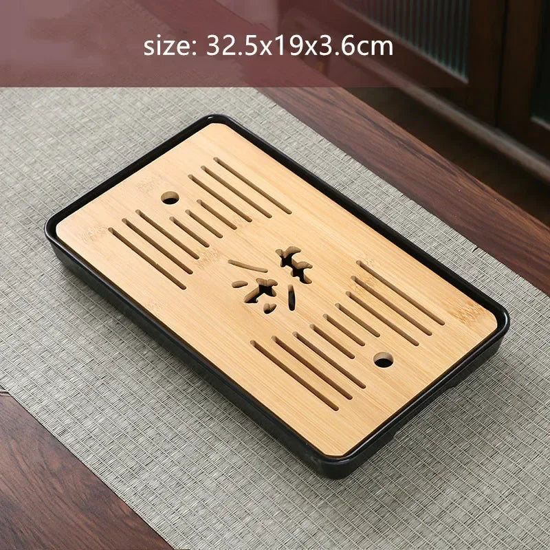 Bamboo Tea Tray with Water Drainage — Gongfu Tea Ceremony Board