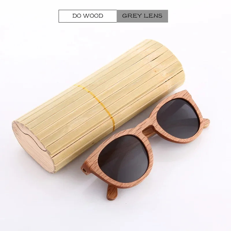 Bamboo Wood Polarized Sunglasses – UV400 Retro Pilot Style
