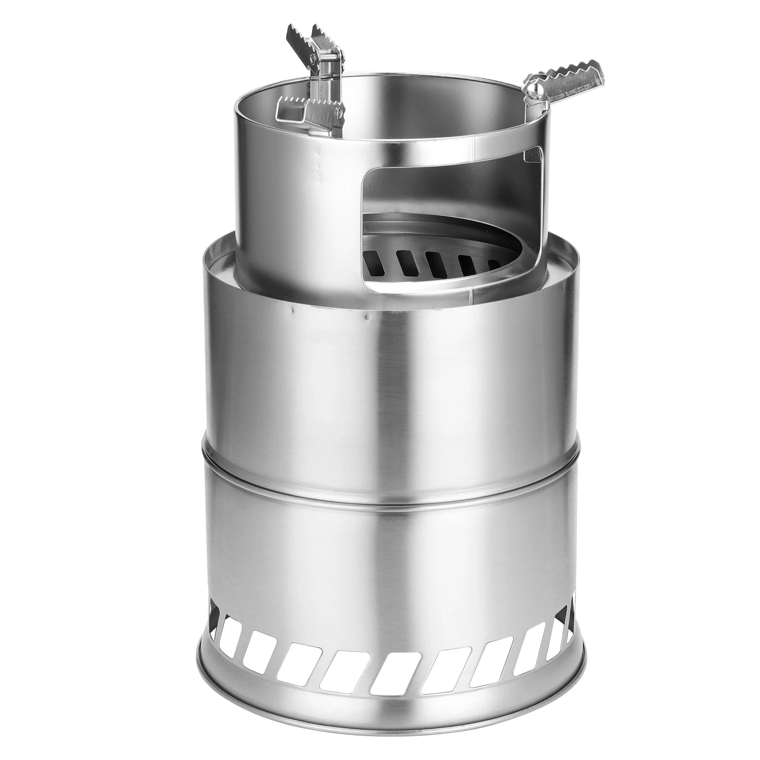 Portable Stainless Steel Wood-Burning Camp Stove — S & L Sizes