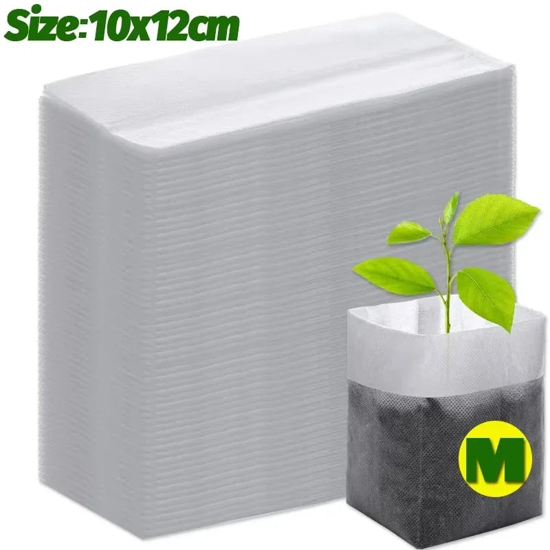 Biodegradable Non-Woven Nursery Seedling Bags | 3 Sizes | 100–500 Pcs | Grow Pots