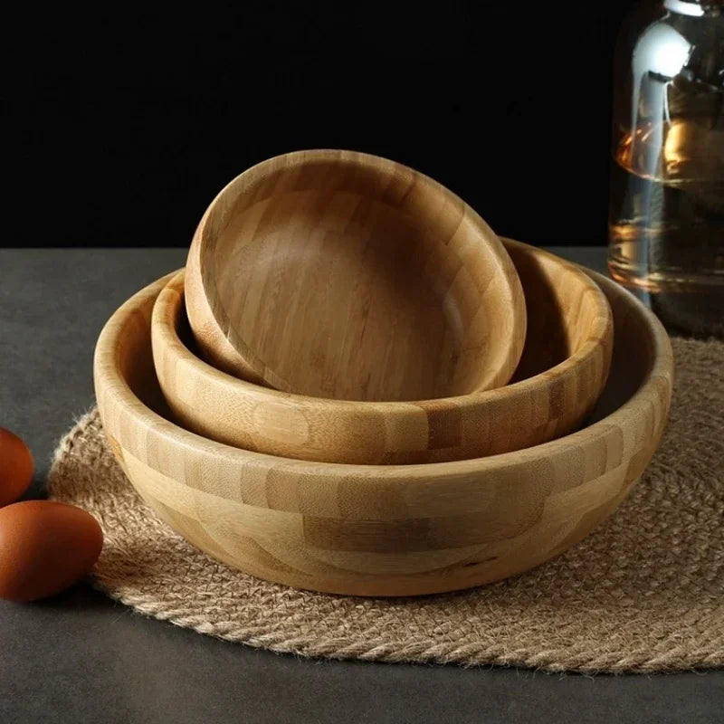 Natural Bamboo Mixing & Salad Bowl – No Paint, No Wax | 3 Sizes