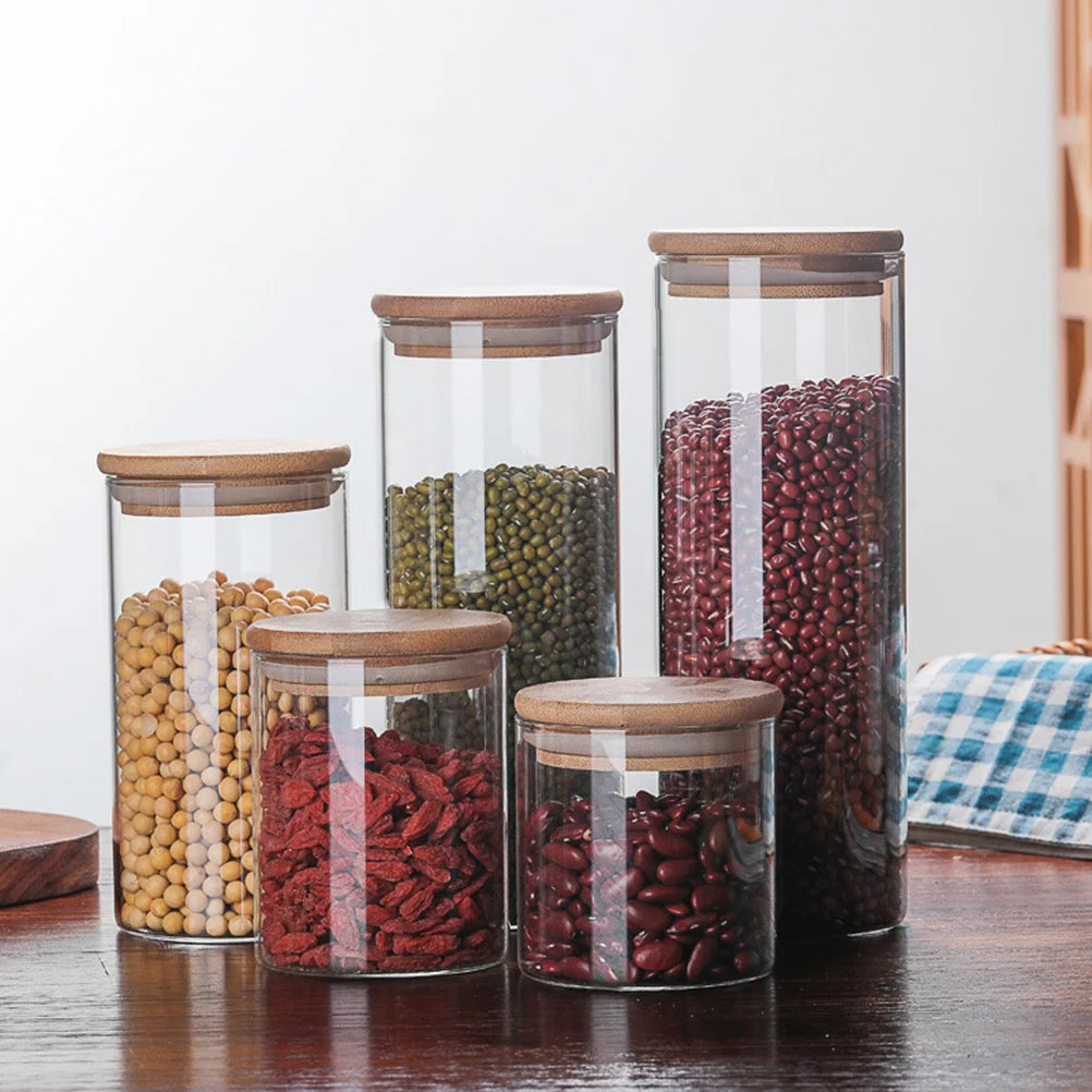 Airtight Glass Storage Jar with Bamboo Lid | Tea, Coffee, Spices & More