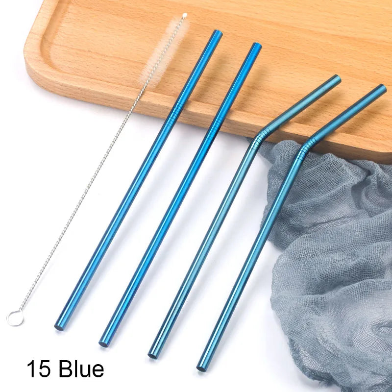 Reusable Stainless Steel Drinking Straws with Cleaning Brush