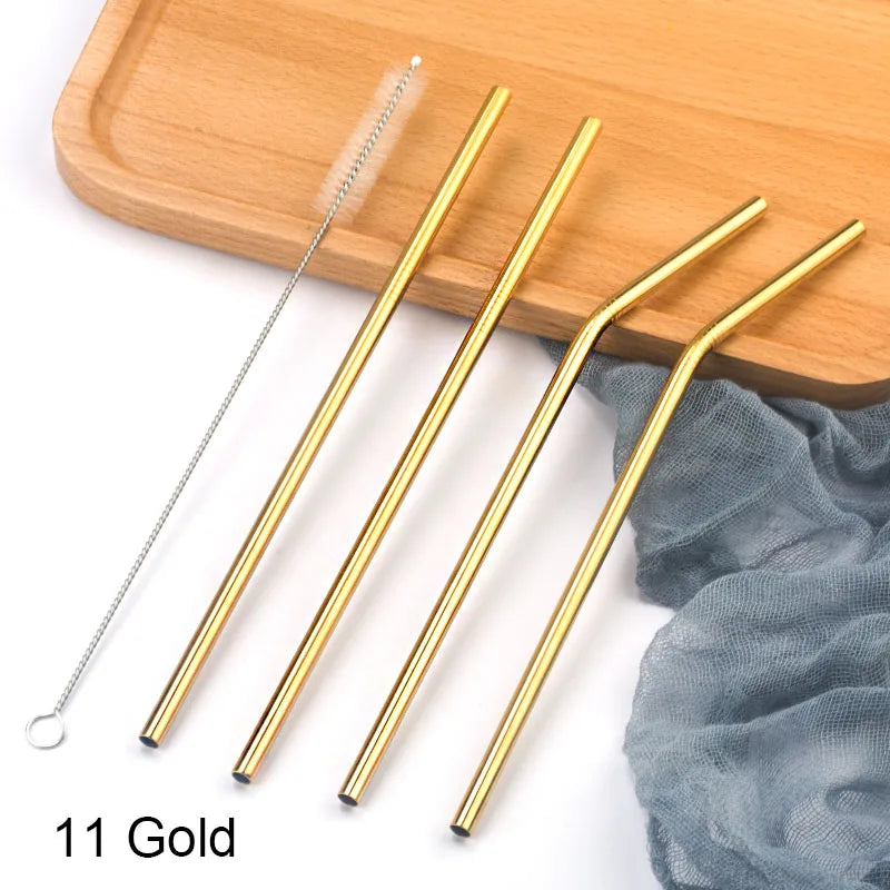 Reusable Stainless Steel Drinking Straws with Cleaning Brush