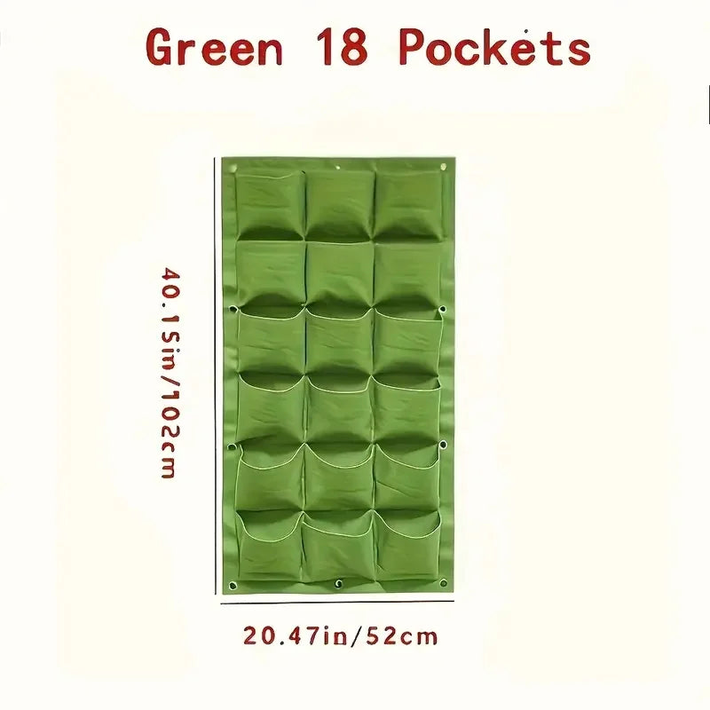 18-Pocket Vertical Garden Planter Bag — Wall-Mounted, Indoor & Outdoor