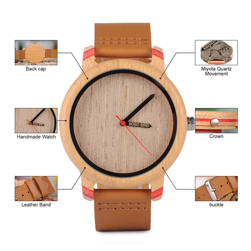 Handcrafted Bamboo Wood Watch — Unisex Quartz | BOBO BIRD