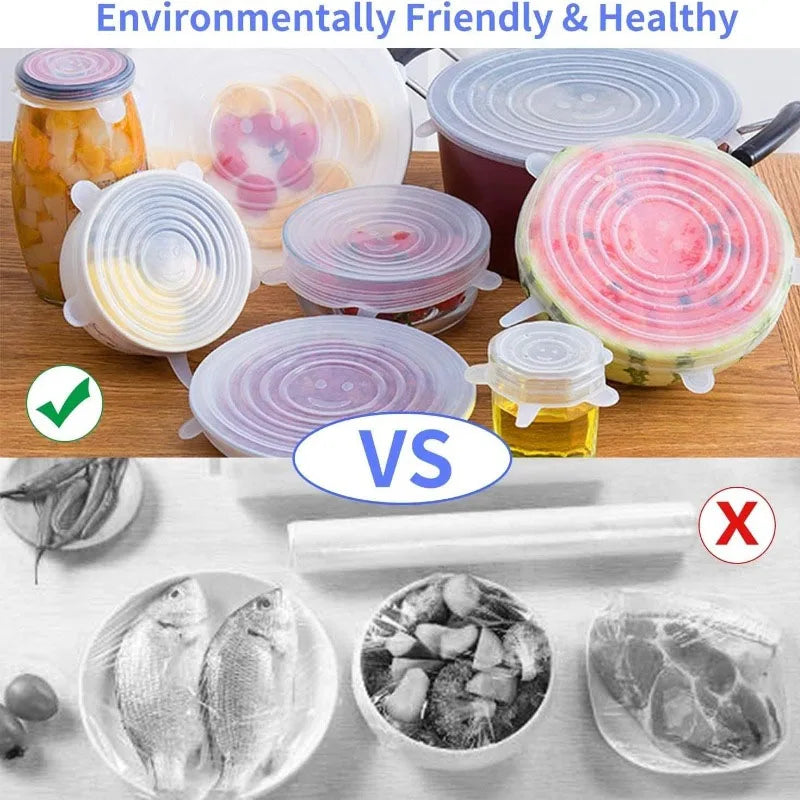 Silicone Stretch Lids - 6-Pack Reusable Food Storage Covers