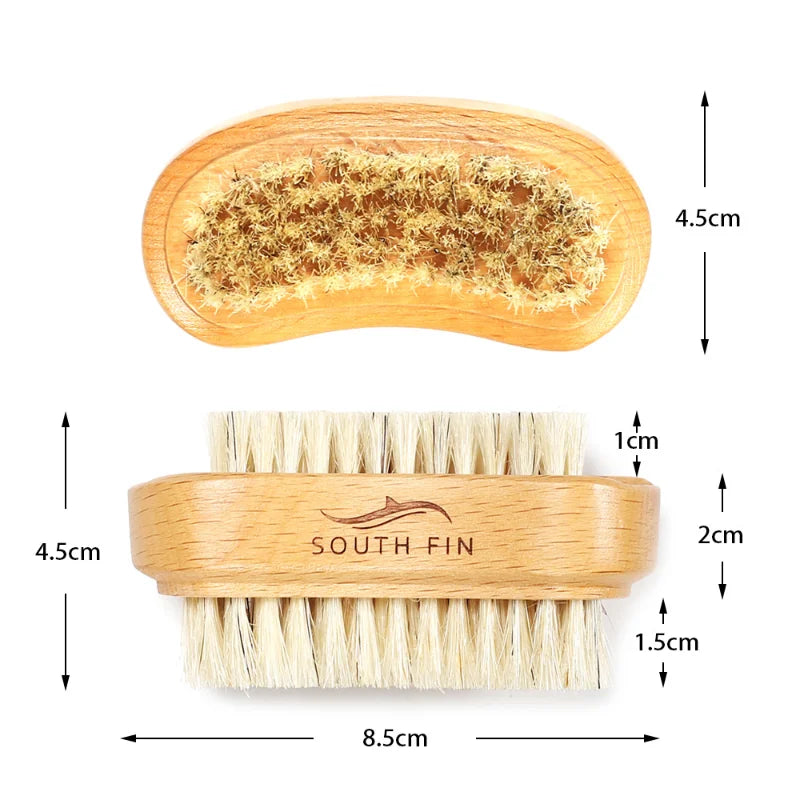 Double-Sided Nail Cleaning Brush – Natural Bristles & Wooden Handle