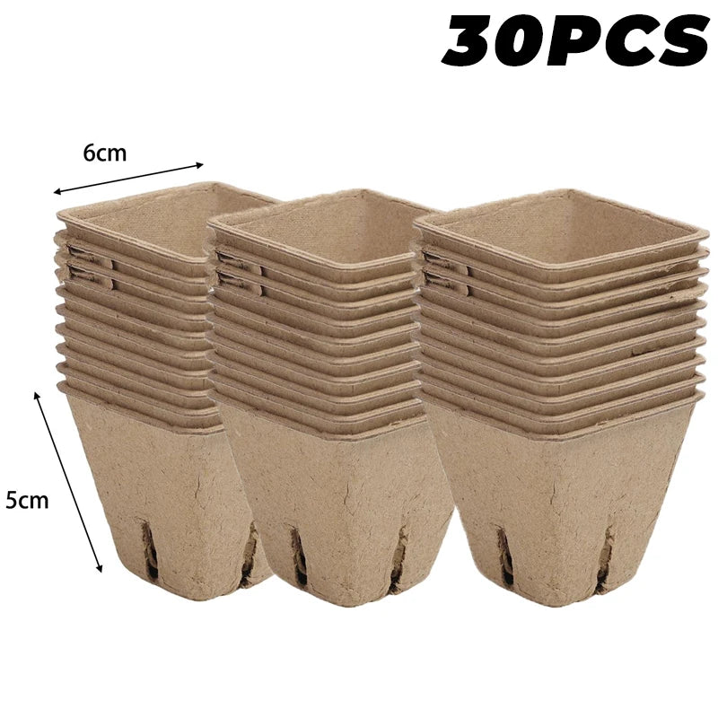 Biodegradable Paper Pulp Seedling Cups | Round & Square | 4 Styles | Packs of 10–50