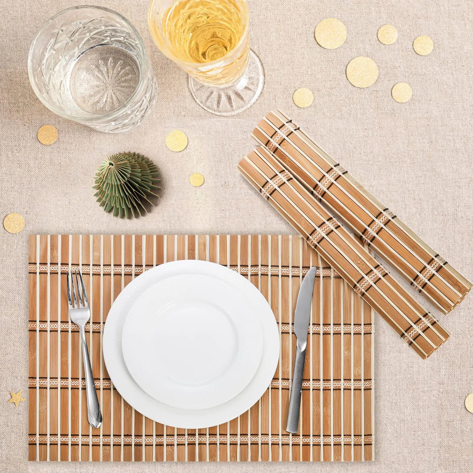 Natural Bamboo Placemats Set of 4 | Anti-Slip & Heat-Resistant | 30×45cm | ILVISEST